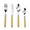 Gifi Ménagère 16 pièces inox manche plastique jaune doré