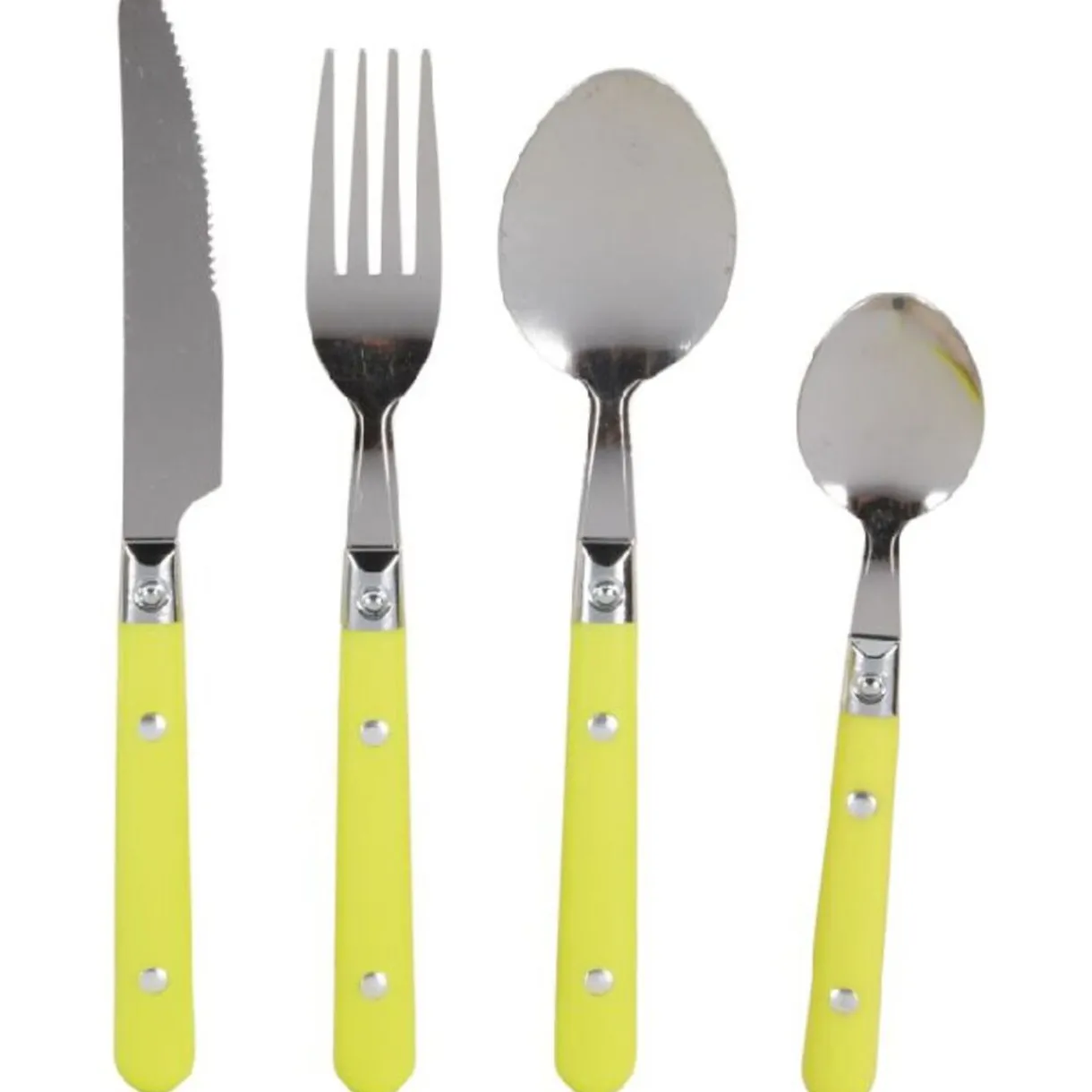 Gifi Ménagère 16 pièces inox manche plastique vert anis Discount