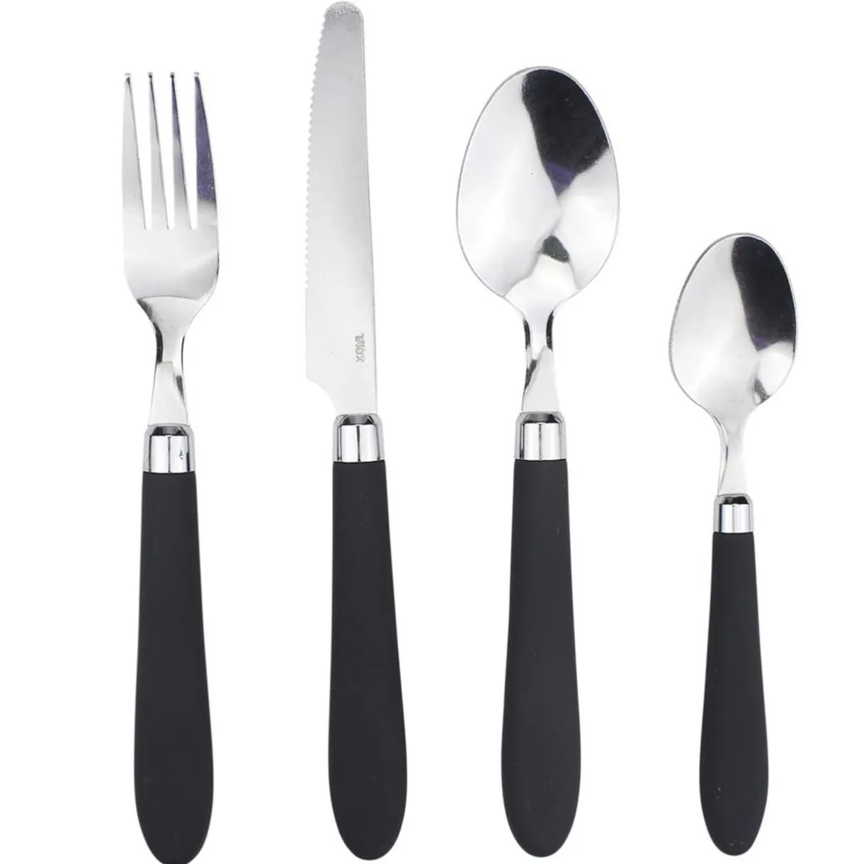 Gifi Ménagère 24 pièces inox manche antidérapant soft touch noir