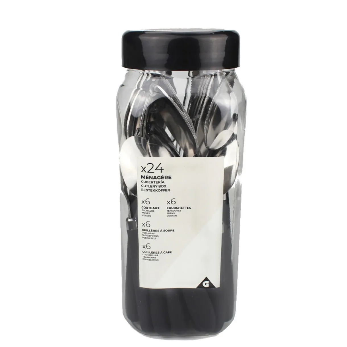 Gifi Ménagère 24 pièces inox manche antidérapant soft touch noir