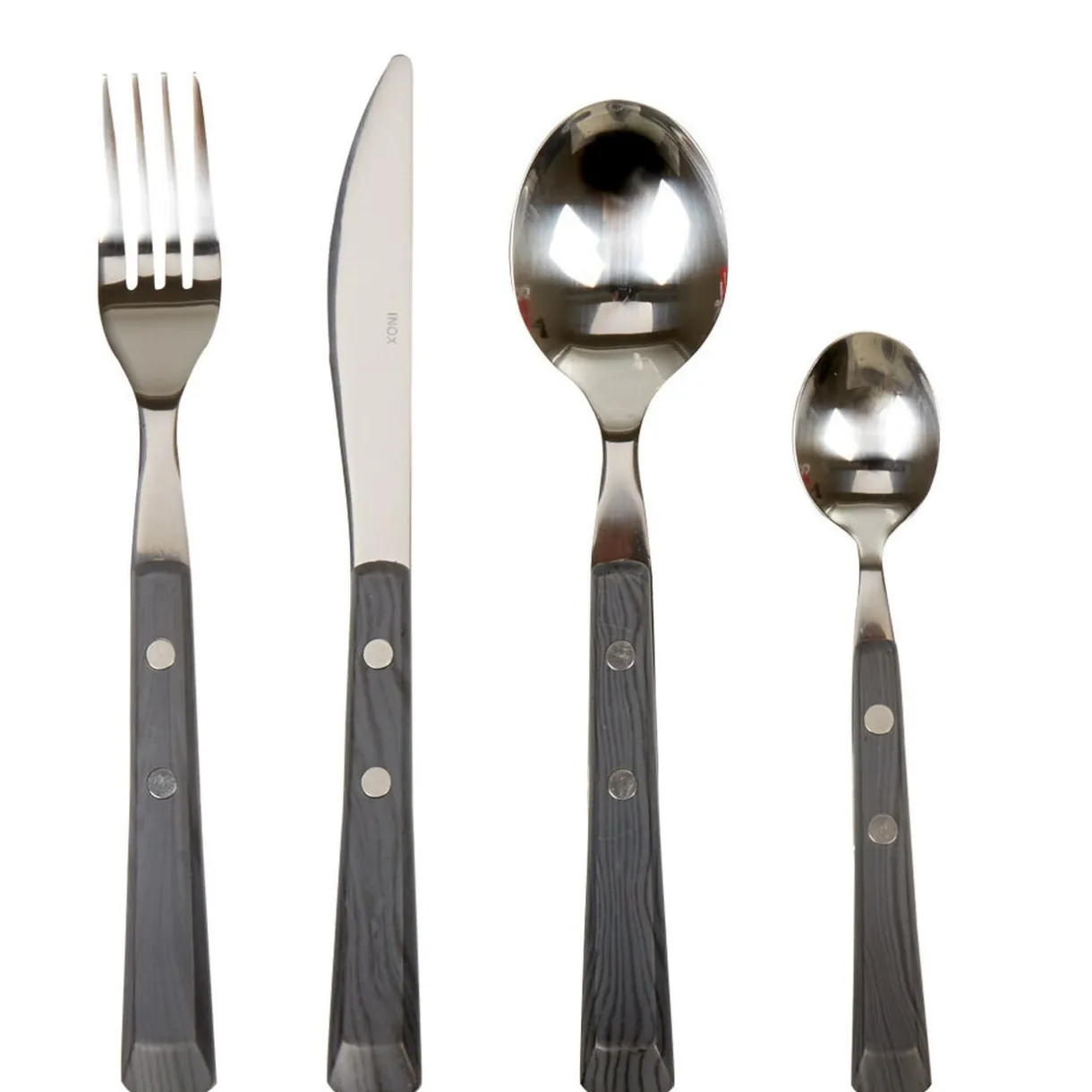 Gifi Ménagère 16 pièces manche effet bois gris foncé Outlet