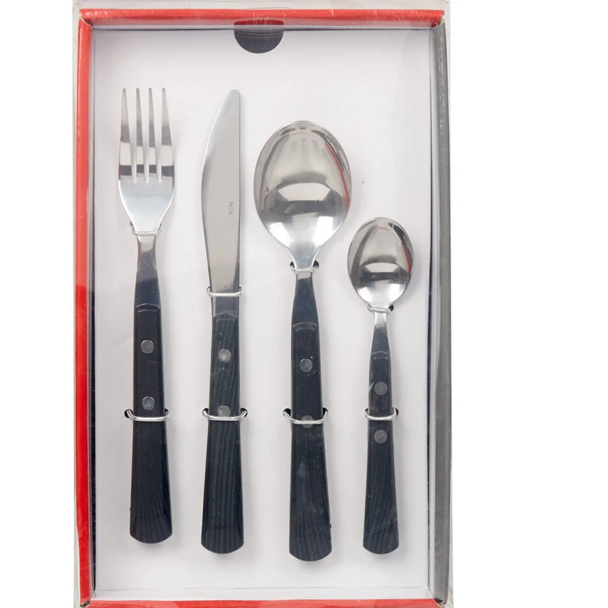 Gifi Ménagère 16 pièces manche effet bois noir Hot