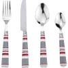 Gifi Ménagère 24 pièces motif bayadère rouge, blanc et gris Online