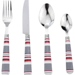 Gifi Ménagère 24 pièces motif bayadère rouge, blanc et gris Online