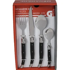 Gifi Ménagère 32 pièces noir et gris chromé Clearance