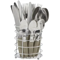 Gifi Ménagère 24 pièces taupe et son panier