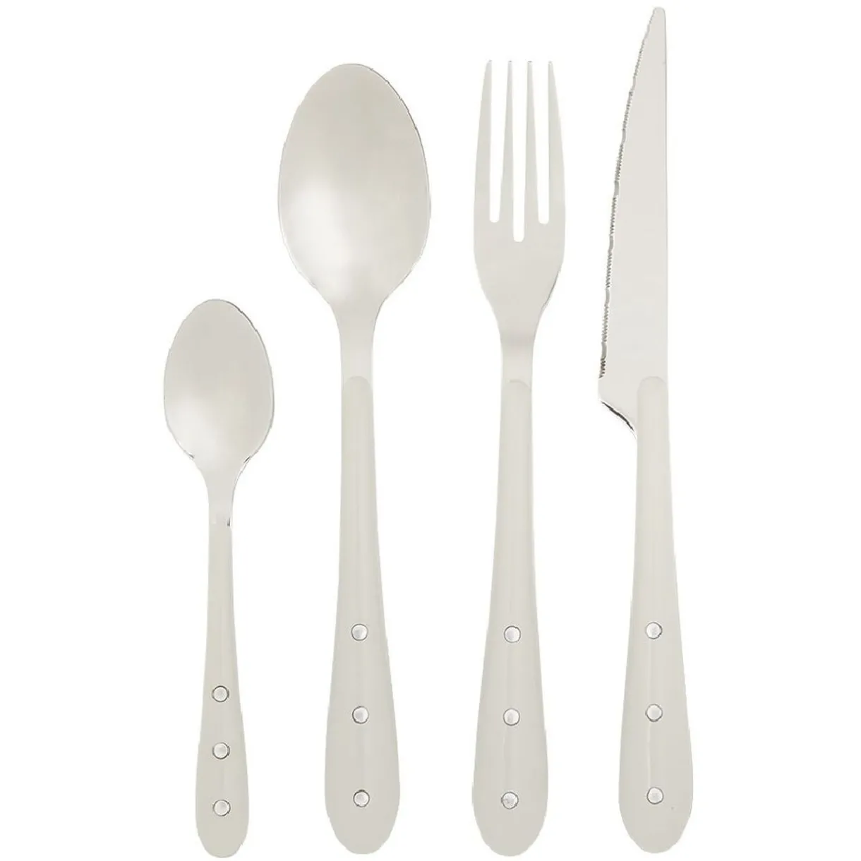 Gifi Ménagère Lisa D'Alban inox manche blanc 16 pièces New