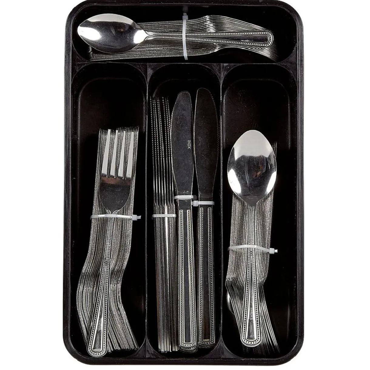 Gifi Ménagère XXL inox 100 pièces avec range couverts plastique