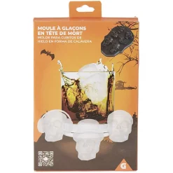 Gifi Moule à glaçons tête de mort silicone noir