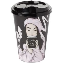Gifi Mug à motifs couvercle noir 500ml - plastique Ø9xH14cm Online
