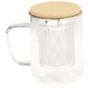 Gifi Mug avec infuseur en inox verre et couvercle en bambou Outlet
