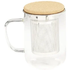 Gifi Mug avec infuseur en inox verre et couvercle en bambou Outlet
