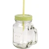 Gifi Mug bocal coloré vert avec paille Hot