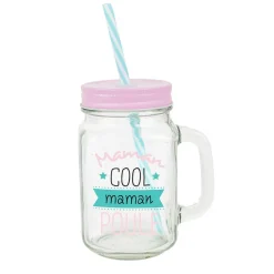 Gifi Mug bocal transparent avec paille New