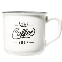 Gifi Mug café en porcelaine effet email blanc bord noir Coffee shop 33cl H8,5cm Online