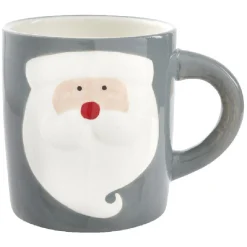 Gifi Mug de Noël gris motif relief père Noël blanc 37 cl