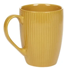 Gifi Mug en porcelaine 35 cl jaune moutarde rainures verticales en relief