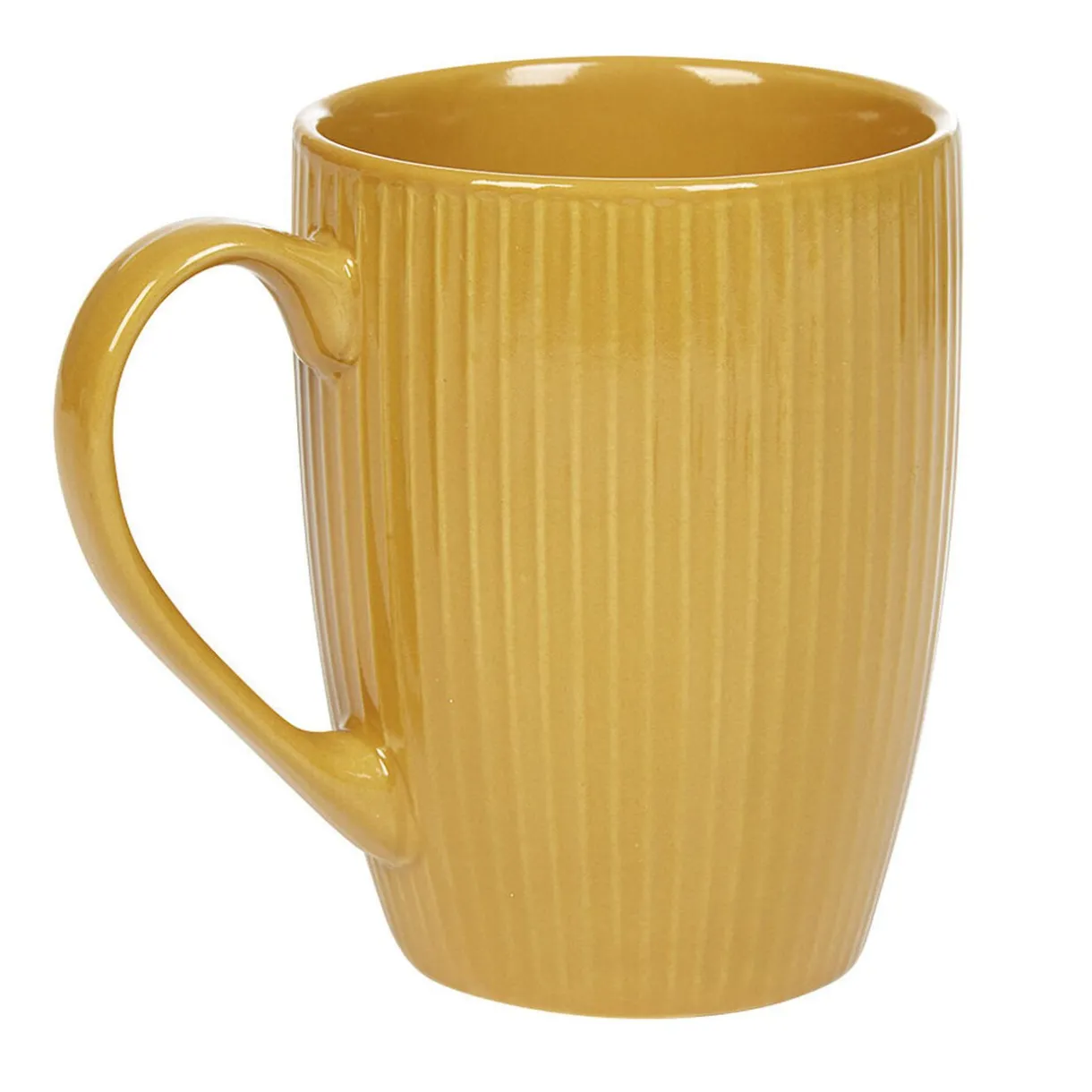 Gifi Mug en porcelaine 35 cl jaune moutarde rainures verticales en relief