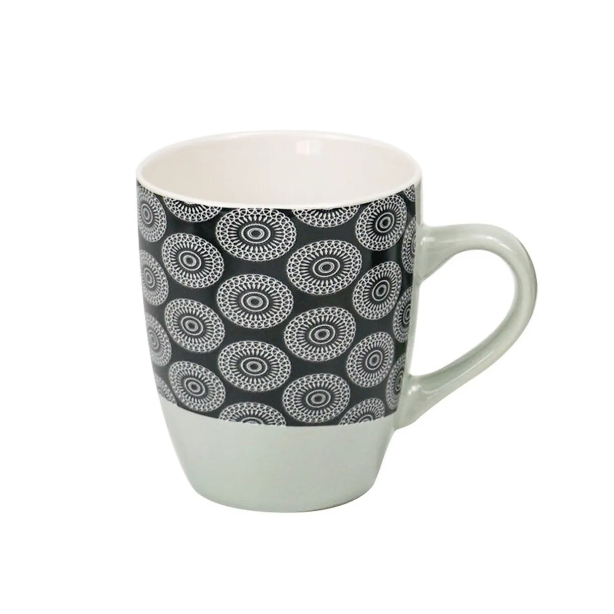 Gifi Mug en porcelaine motif rosace noir blanc 33 cl