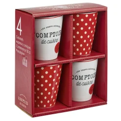 Gifi Mug en porcelaine rouge pois blanc 20 cl x4