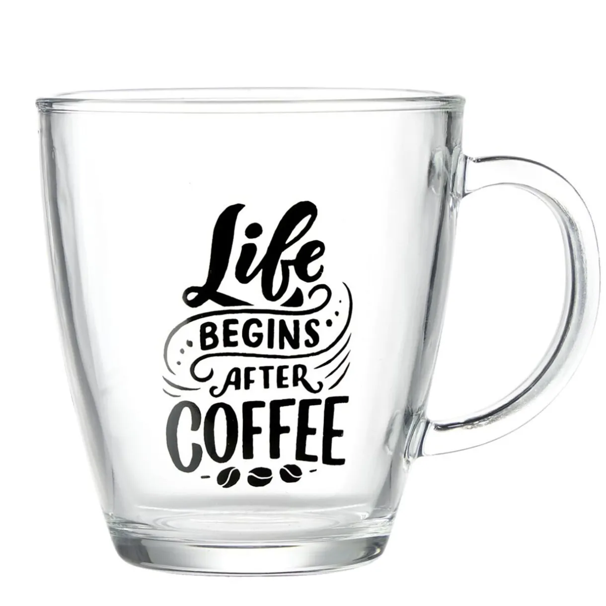 Gifi Mug en verre transparent motif wording 300ml H10,5cm Sale