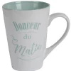Gifi Mug XL faïence blanc et vert menthe Best