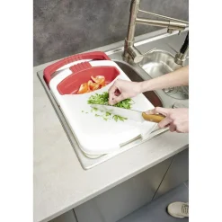 Gifi Passoire 2 en 1 planche à découper amovible rouge et blanche Hot