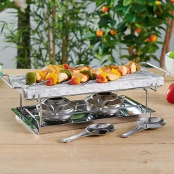 Gifi Plancha pierre à cuire marbre avec plateau métal Discount