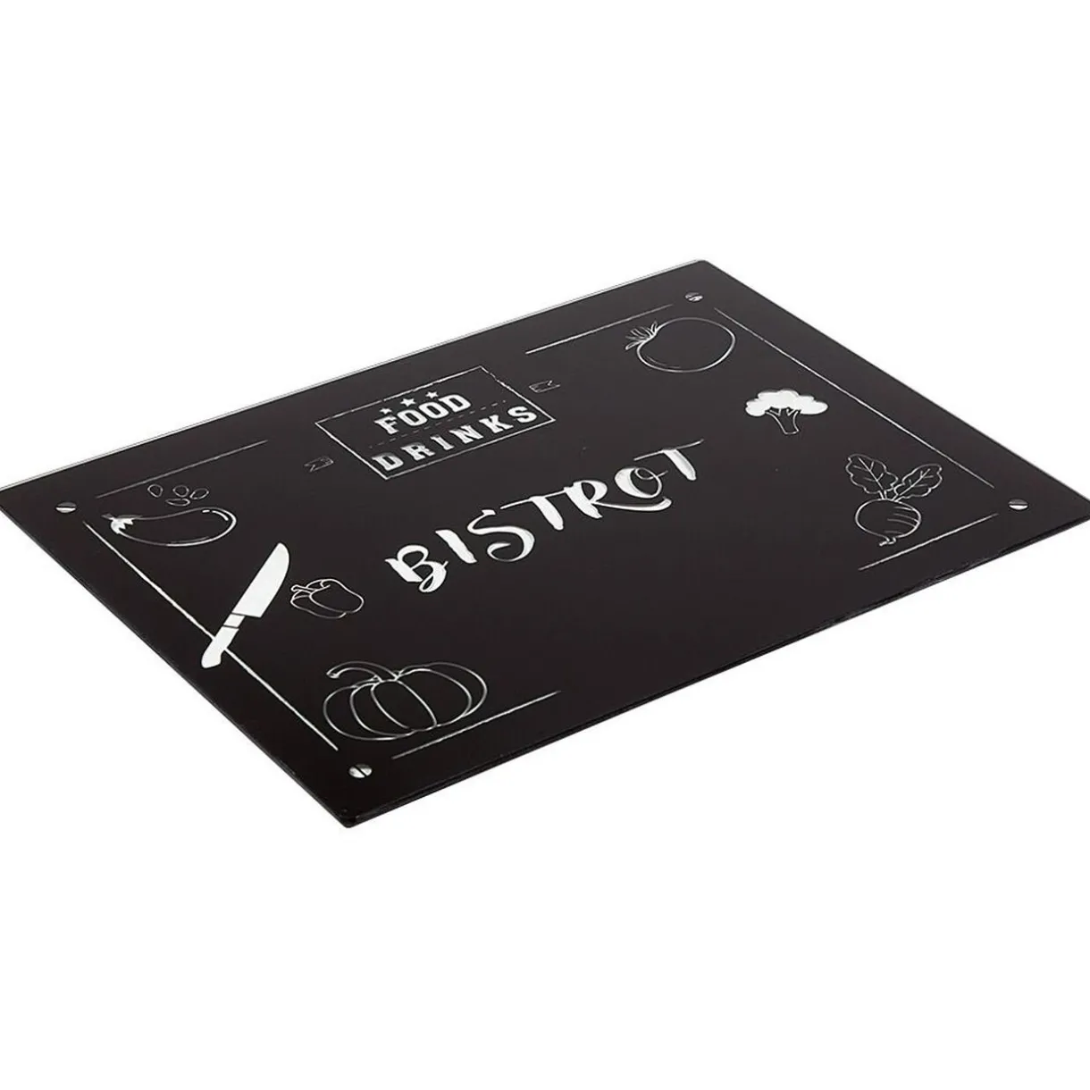 Gifi Planche à découper en verre design fruits et légumes noir et blanc Hot