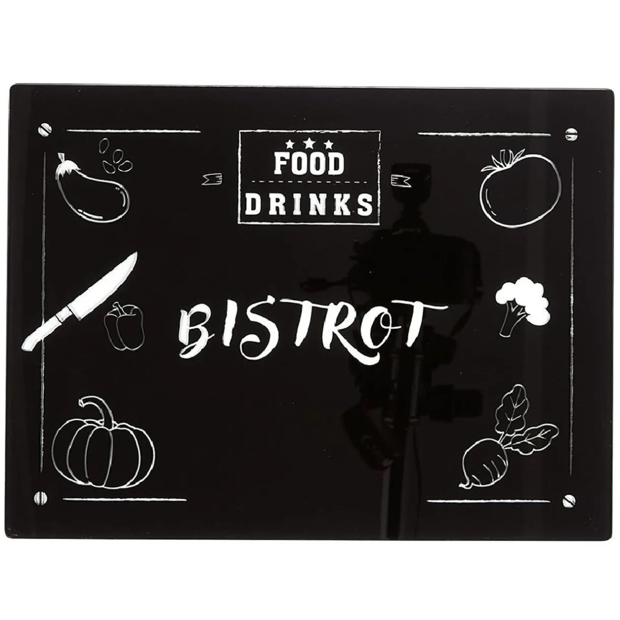Gifi Planche à découper en verre design fruits et légumes noir et blanc Hot