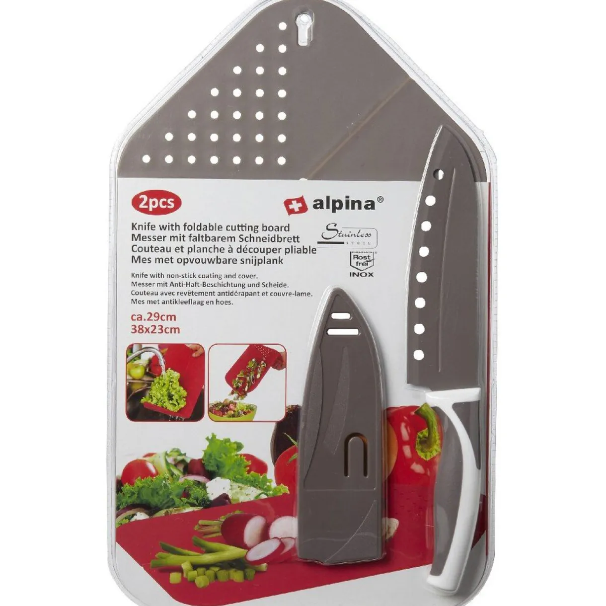 Gifi Planche à découper pliable 3 en 1 avec couteau inox Best