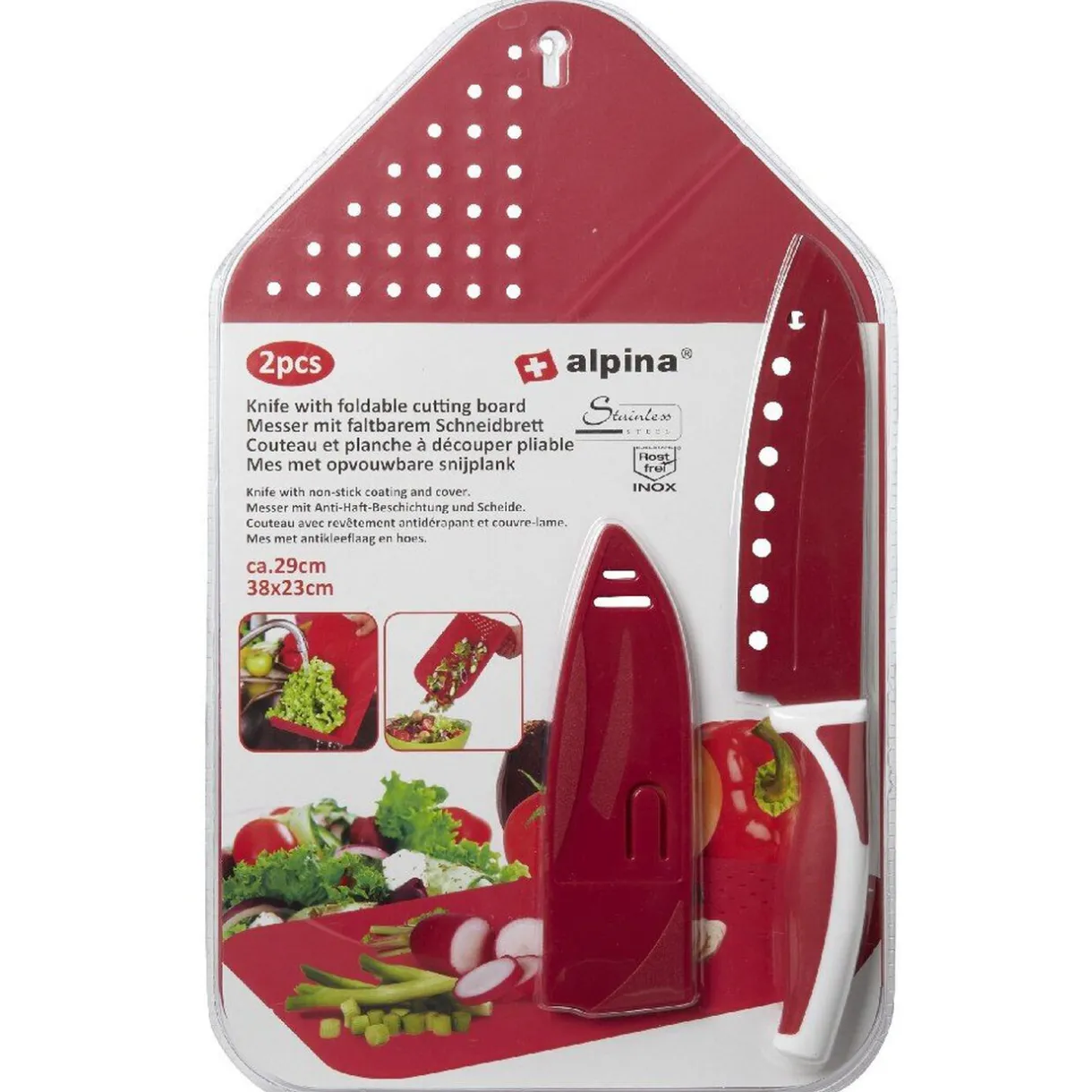 Gifi Planche à découper pliable 3 en 1 avec couteau inox Best