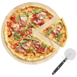 Gifi Planche ronde en bois et roulette à pizza