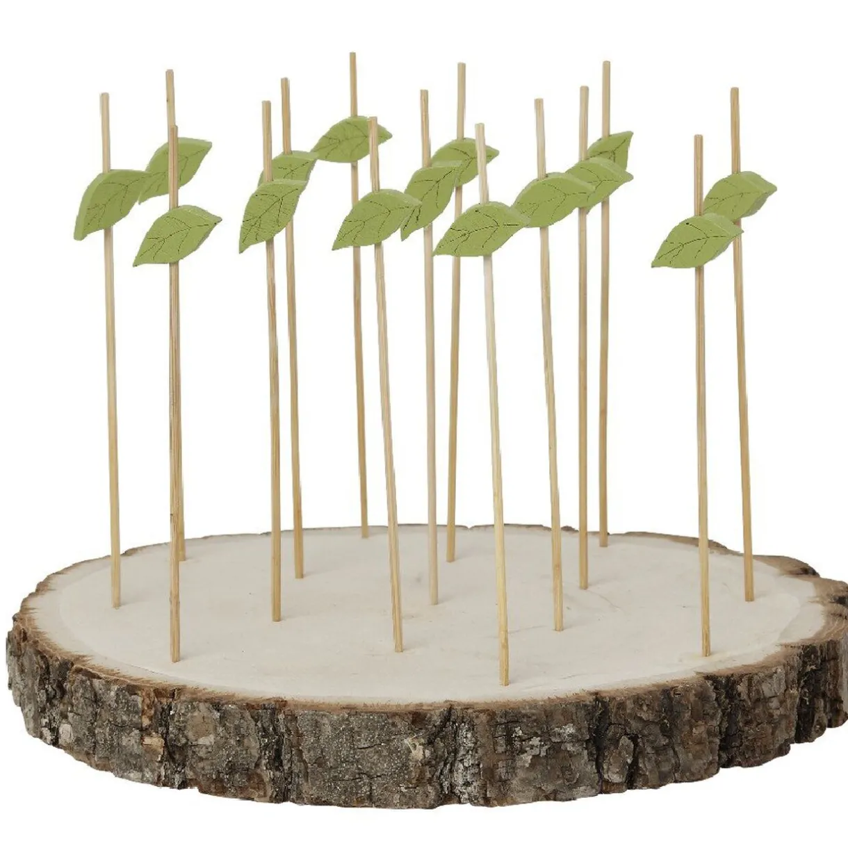 Gifi Planche support à pics apéritifs ronde en bois déco feuille Clearance