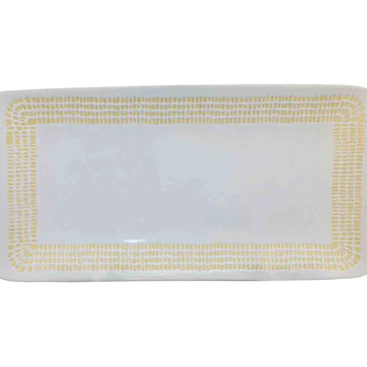Gifi Plat à cake blanc contour grains de riz jaunes