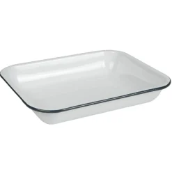 Gifi Plat à four acier émaillé blanc contour bleu Sale