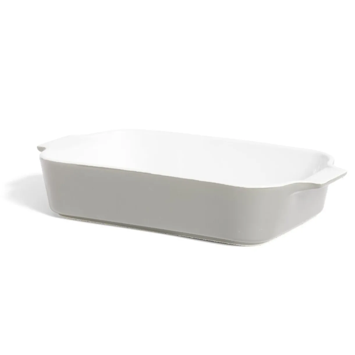 Gifi Plat à four en grès blanc et gris foncé 31x17xH6,2cm Hot