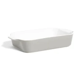 Gifi Plat à four en grès blanc et gris foncé 31x17xH6,2cm Hot