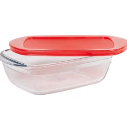 Gifi Plat à four rectangulaire en verre couvercle plastique Hot