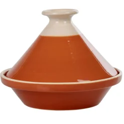 Gifi Plat à tajine en faïence rouge brique et blanc ivoire Outlet