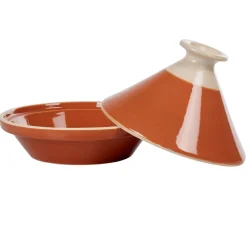 Gifi Plat à tajine en faïence rouge brique et blanc ivoire Outlet