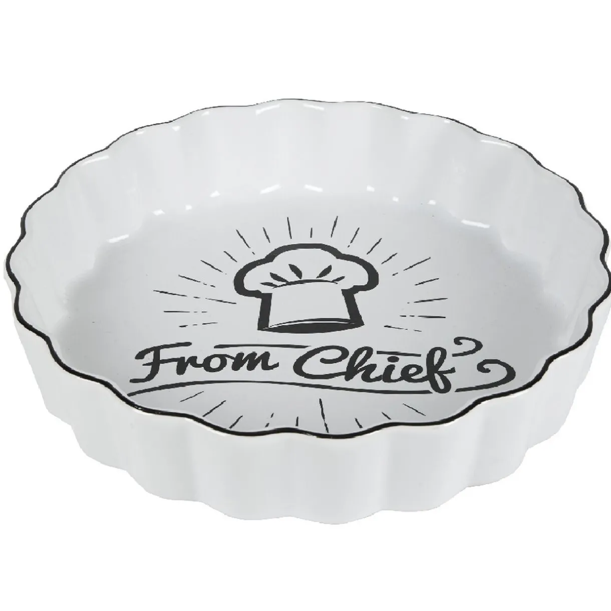 Gifi Plat à tarte blanc motif toque noire "From Chief" Hot