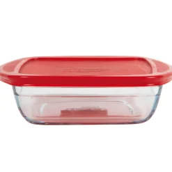 Gifi Plat de cuisson carré en verre avec couvercle en plastique 1 L Outlet