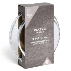 Gifi Plat en verre borosilicate x2 - Ø22,6cm et Ø27cm Best