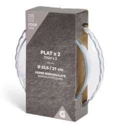 Gifi Plat en verre borosilicate x2 - Ø22,6cm et Ø27cm Best