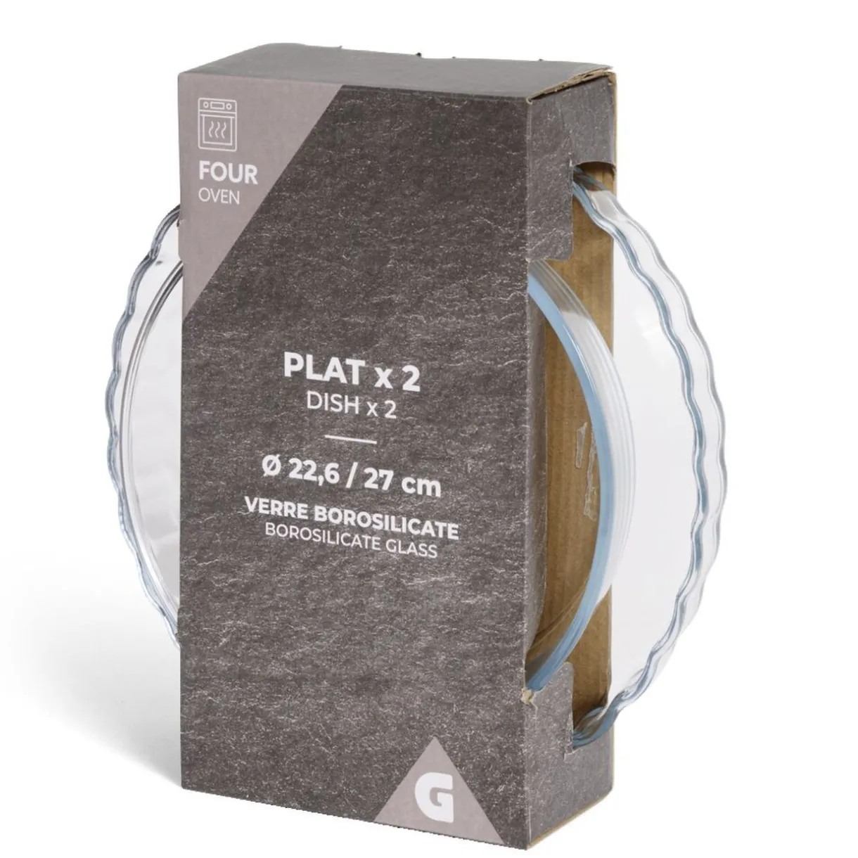 Gifi Plat en verre borosilicate x2 - Ø22,6cm et Ø27cm Best