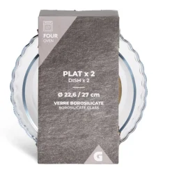 Gifi Plat en verre borosilicate x2 - Ø22,6cm et Ø27cm Best