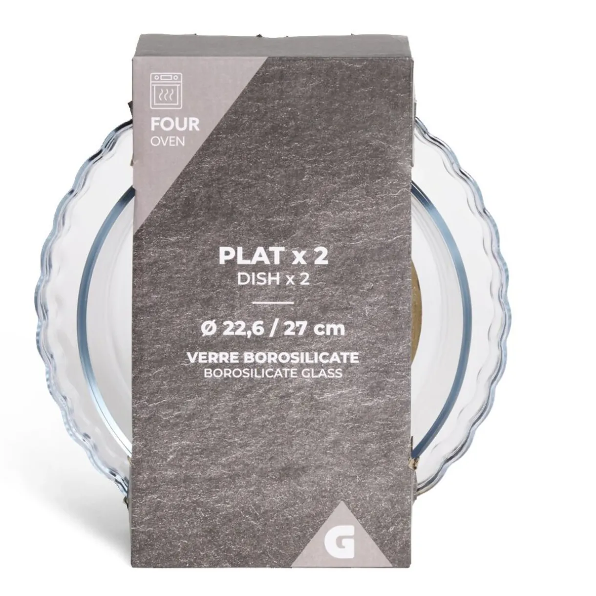 Gifi Plat en verre borosilicate x2 - Ø22,6cm et Ø27cm Best