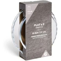 Gifi Plat en verre borosilicate x2 - Ø22,6cm et Ø27cm Best