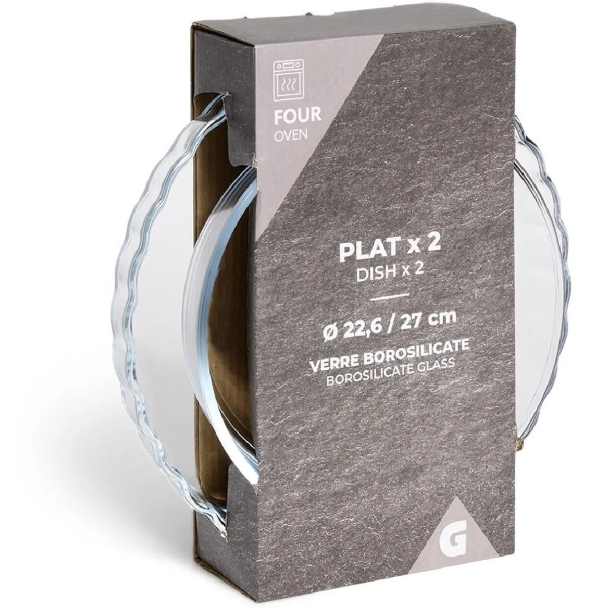 Gifi Plat en verre borosilicate x2 - Ø22,6cm et Ø27cm Best